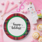 Red Kariert Green Weihnachtsfeiertagen Party Suppl Pappteller (Party)