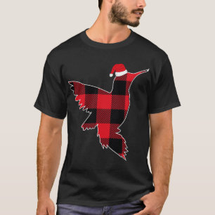 Red Kariert Hummingbird Weihnachtsmannmütze Christ T-Shirt