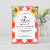 Red Kariert I Do GRILLEN Sunflower Brautparty Einladung (Stehend Vorderseite)