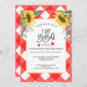 Red Kariert I Do GRILLEN Sunflower Brautparty Einladung (Vorne/Hinten)