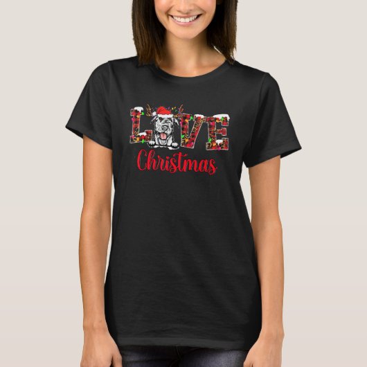 Red Kariert Irish Wolfhound Liebe Christmas Pajama T-Shirt (Vorderseite)