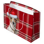 Red Kariert Jack Russell Terrier Dog Lover Holiday Große Geschenktüte (Rückseite Schrägansicht)