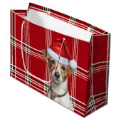 Red Kariert Jack Russell Terrier Dog Lover Holiday Große Geschenktüte (Vorderseite Schrägansicht)