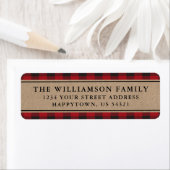 Red Kariert Kraft Holiday Rücksendeadressen-Aufkle (Insitu)