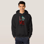 Red Kariert Leopard Pattern Liebe Valentine Gnome  Hoodie (Vorne ganz)