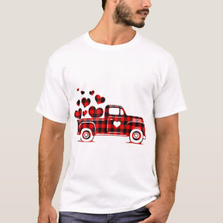 Red Kariert Lkw Happy Valentines Day 2023 Couple m T-Shirt