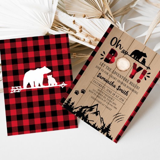 Red Kariert Lumberjack Baby Dusche Einladung