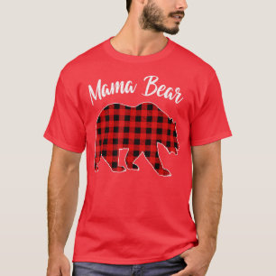 Red Kariert Mama Bear Matching Buffalo Family Paja T-Shirt