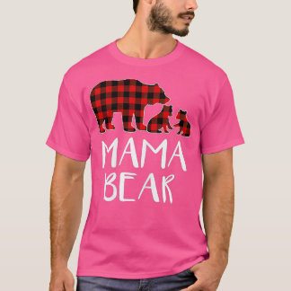 Red Kariert Mama Bear Two Cubs Matching Buffalo Pa T-Shirt