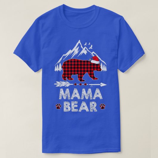 Red Kariert Mama Bear Weihnachtsfeier Pajama Match T-Shirt (Design vorne)