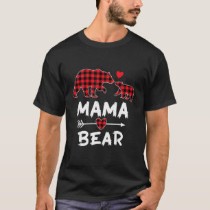 Red Kariert Mama Bear Xmas Funny Family Christmas  T-Shirt