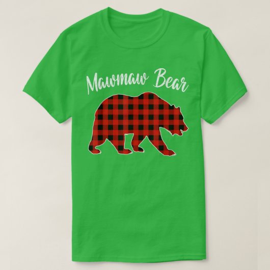 Red Kariert Mawmaw Bär Matching Buffalo Family Paj T-Shirt (Design vorne)