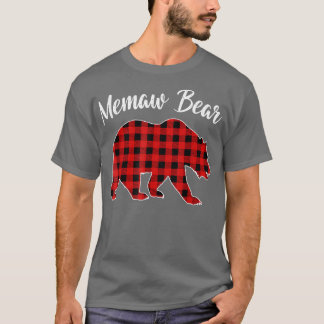 Red Kariert Memaw Bär Matching Buffalo Family Paja T-Shirt