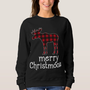 Red Kariert Mermoose Weihnachten Elche Liebhaber Sweatshirt