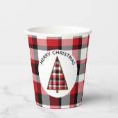 Red Kariert Merry Christmas Paper Cups Pappbecher (Vorderseite)