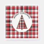 Red Kariert Merry Christmas Paper Napkins Serviette (Vorderseite)