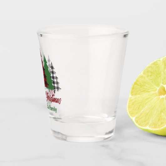 Red Kariert Merry Christmas Trees Custom Party Schnapsglas (Rechts)