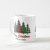 Red Kariert Merry Christmas Trees Personalisiert Kaffeetasse (Vorderseite Links)