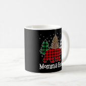 Red Kariert Momma Bear Bear Weihnachtsbaum Leopard Kaffeetasse (VorderseiteRechts)