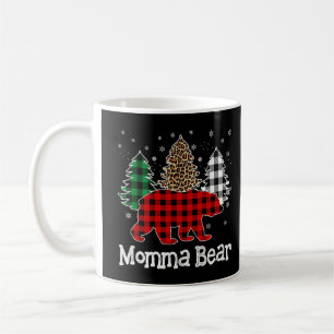 Red Kariert Momma Bear Bear Weihnachtsbaum Leopard Kaffeetasse