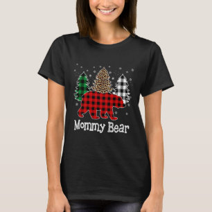 Red Kariert Mommy Bear Bear Weihnachtsbaum Leopard T-Shirt
