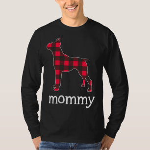 Red Kariert Mommy Boxer Dog Weihnachtslieder Famil T-Shirt