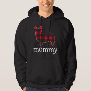Red Kariert Mommy Corgi Christmas Matching Family  Hoodie