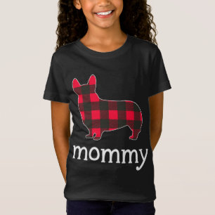 Red Kariert Mommy Corgi Christmas Matching Family T-Shirt