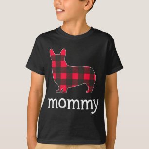 Red Kariert Mommy Corgi Christmas Matching Family T-Shirt