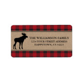 Red Kariert Moose Kraft Rücksendeadressen-Aufklebe Adressaufkleber (Vorne)