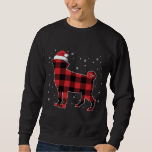 Red Kariert Mops Weihnachten Weihnachtsmannmütze P Sweatshirt