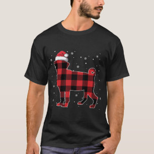 Red Kariert Mops Weihnachten Weihnachtsmannmütze P T-Shirt