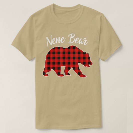 Red Kariert Nene Bear Matching Buffalo Family Paja T-Shirt (Design vorne)