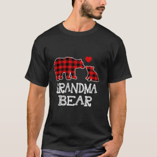 Red Kariert Oma Bär Buffalo Christmas Pajama Fa T-Shirt