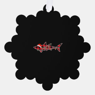 Red Kariert Pajama Shark Weihnachtsmannmütze Weihn Ornament Karte