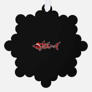 Red Kariert Pajama Shark Weihnachtsmannmütze Weihn Ornament Karte