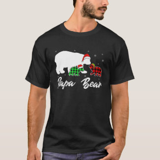 Red Kariert Papa Bären Matching Familie Weihnachte T-Shirt