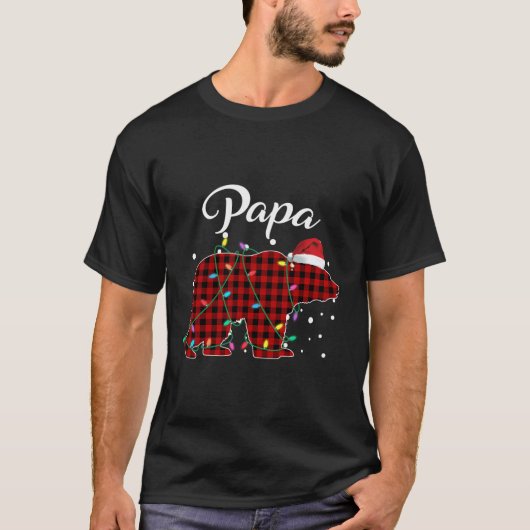 Red Kariert Papa Bear Matching Buffalo Pajama T-Sh T-Shirt (Vorderseite)