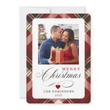 Red Kariert Pattern Frohe Weihnachts-Foto