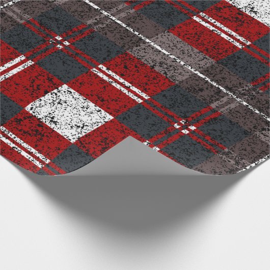 Red Kariert Patterns Weihnachten Geschenkpapier (Ecke)