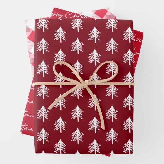 Red Kariert Patterns Weihnachtswrapping Paper Shee Geschenkpapier Set (Beispiel)