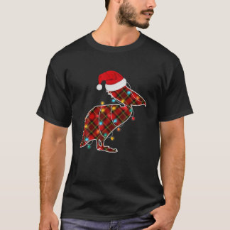 Red Kariert Pelican Bird Weihnachtsbeleuchtung Xma T-Shirt