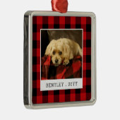 Red Kariert Pet Foto Holiday Ornament Aus Metall (Rechts)