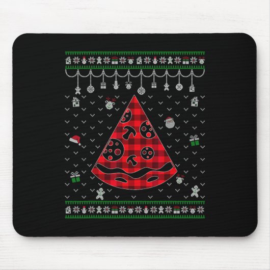 Red Kariert Pizza Lover Fun Ugge Weihnachten Mousepad (Vorne)
