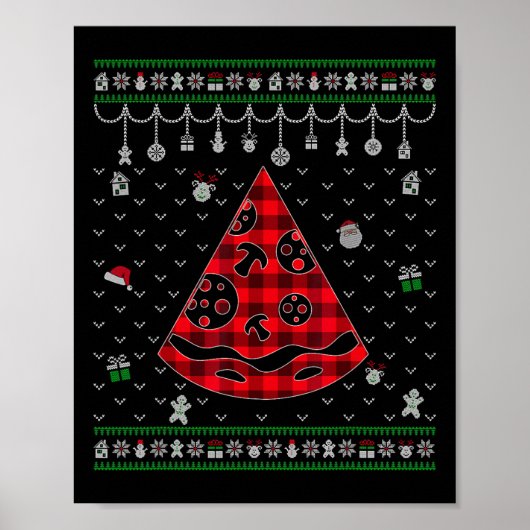 Red Kariert Pizza Lover Fun Ugge Weihnachten Poster (Vorne)