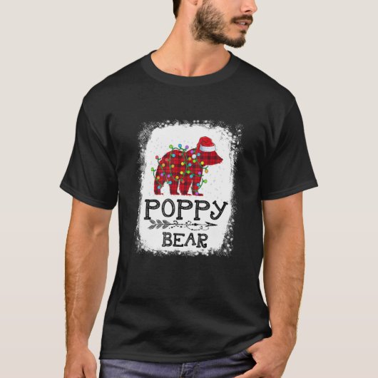 Red Kariert Poppy Bear Weihnachtsraenbogen Pajama  T-Shirt (Vorderseite)