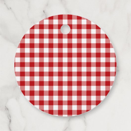Red Kariert, Red Gingham Geschenkanhänger (Rückseite)
