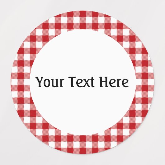 Red Kariert, Red Gingham Waterproof Etiketten (Design 1)