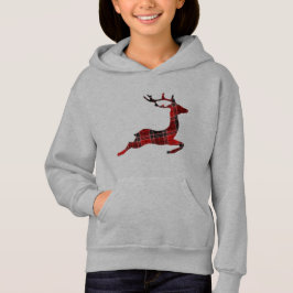 Red Kariert Reindeer Christmas Hoodie