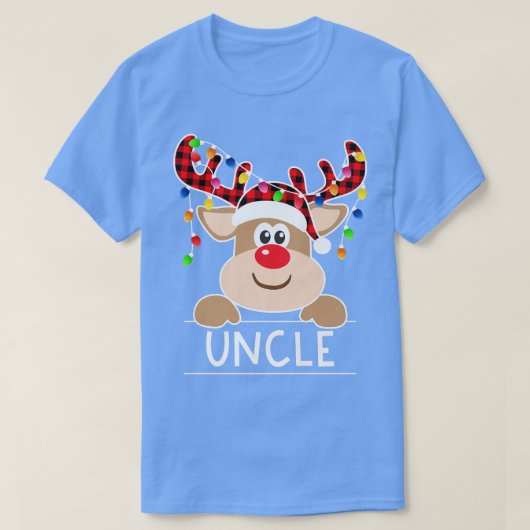 Red Kariert Reindeer Onkel Weihnachtsfest T-Shirt (Design vorne)